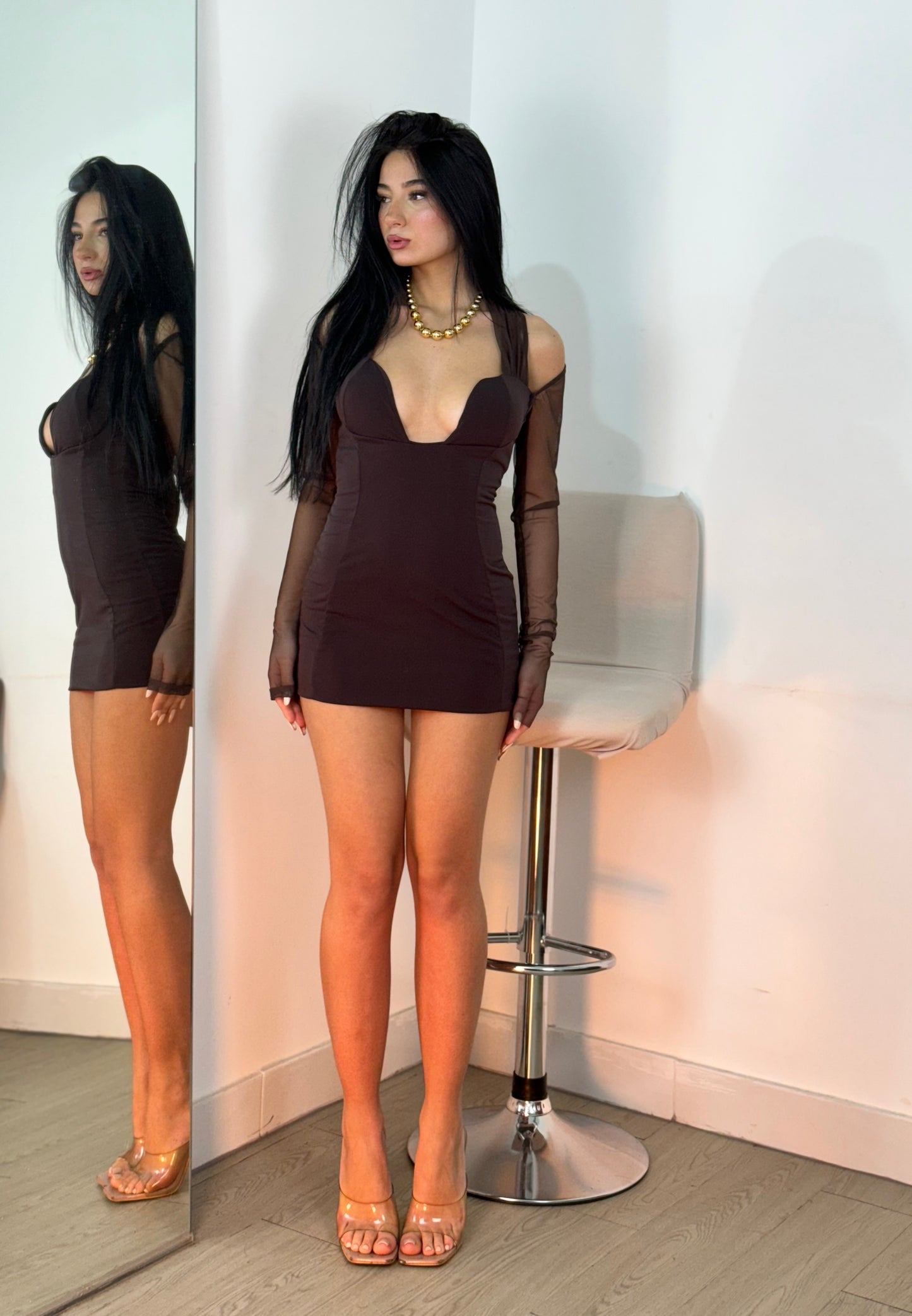 Dress maniche velo