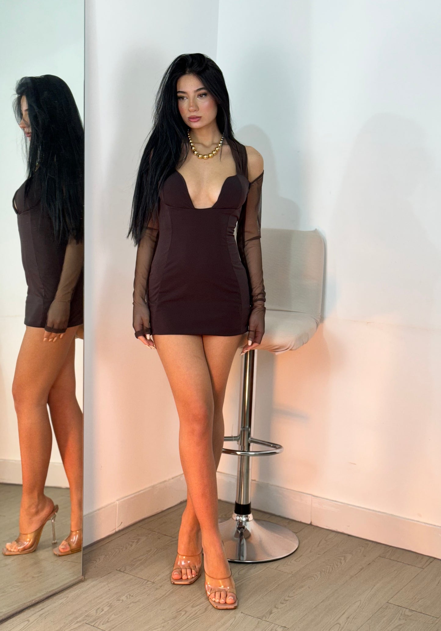 Dress maniche velo