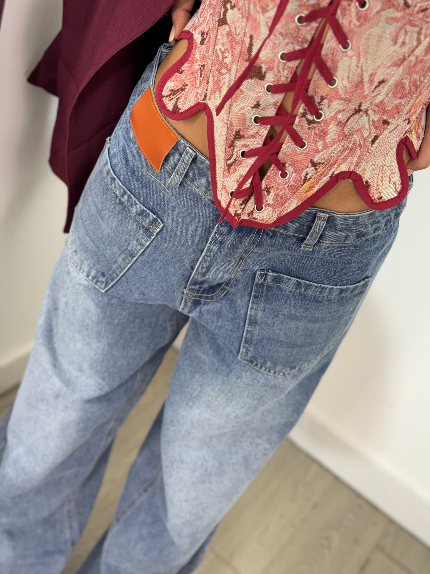 Jeans double over