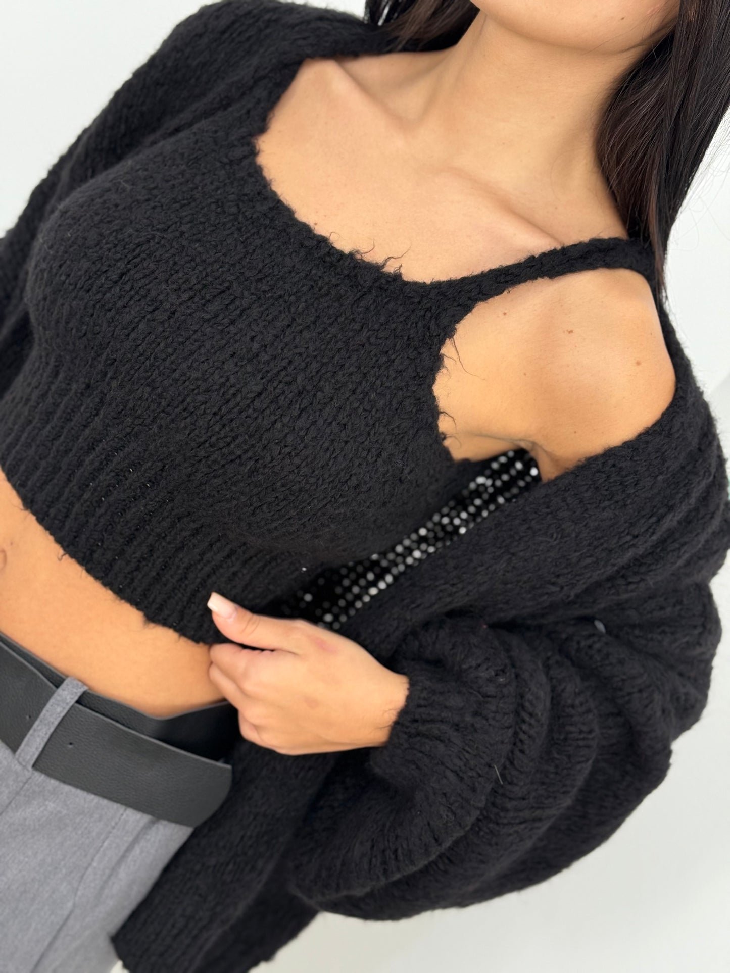 Cardigan con top