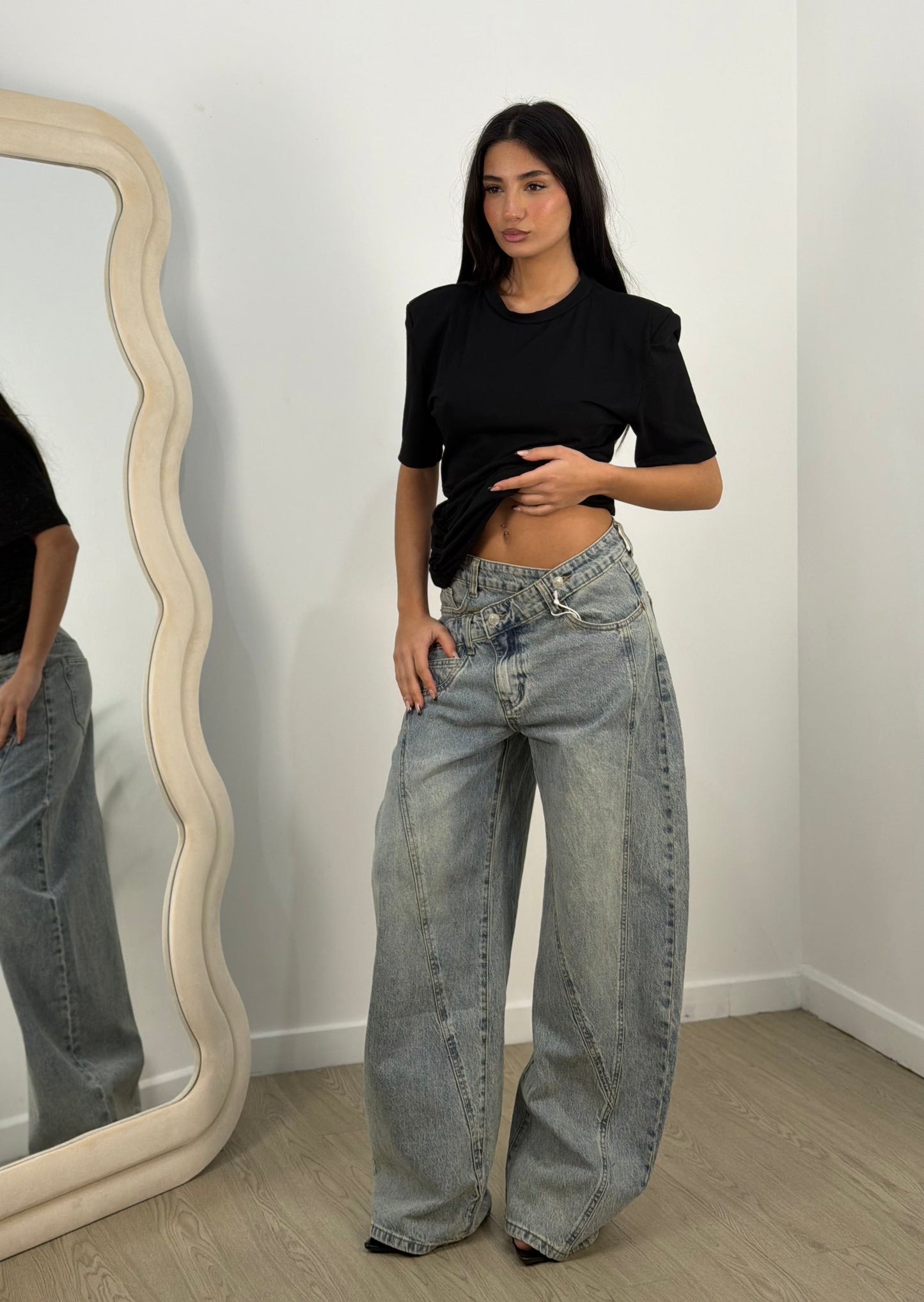 Maglia spalline drappeggio