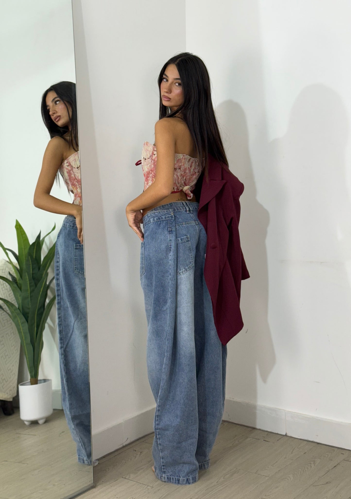Jeans double over