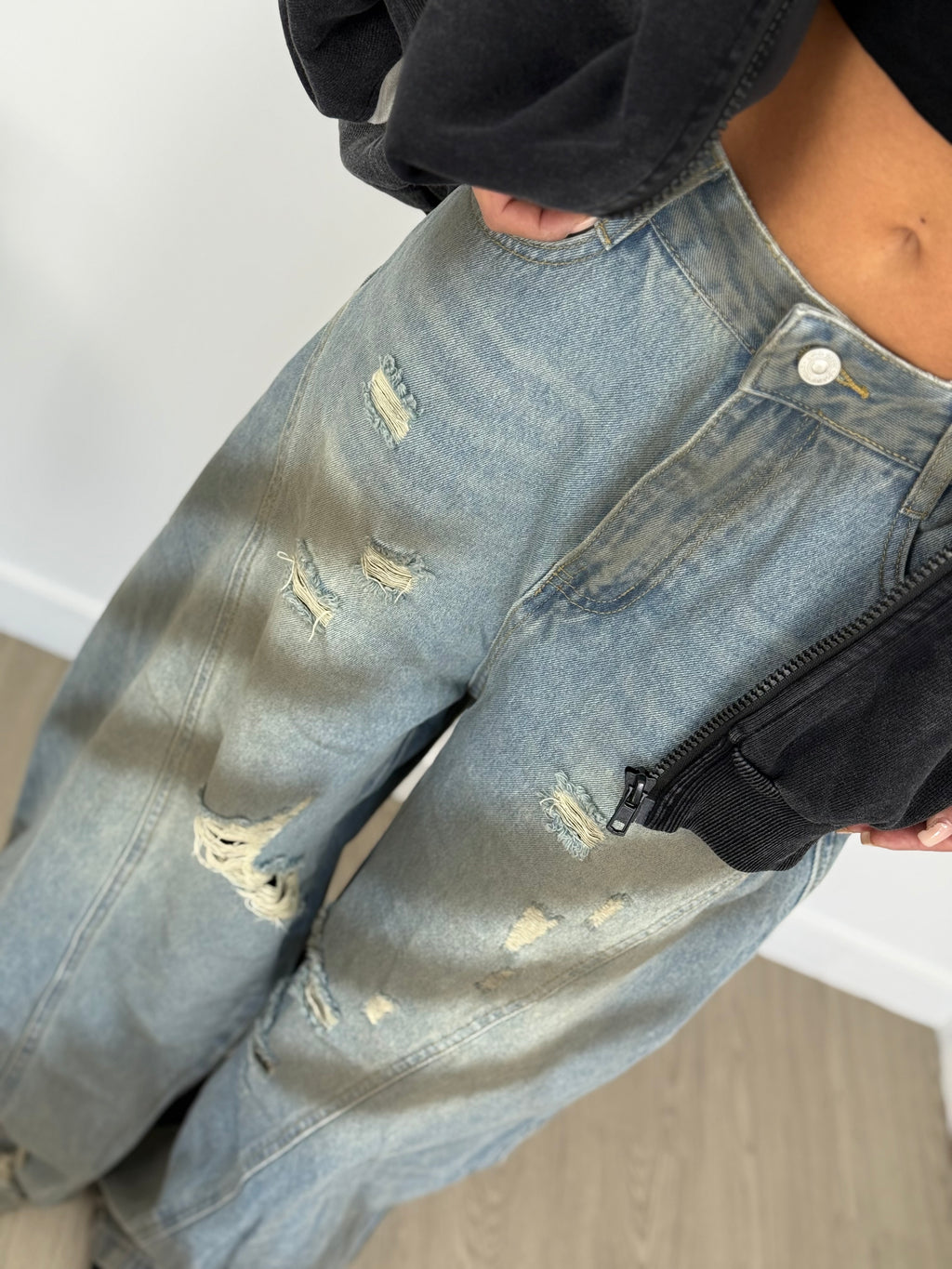 Jeans sfumè obliquo