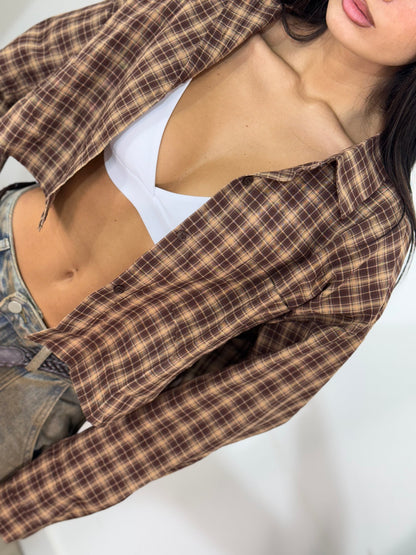 Camicia crop quadroni