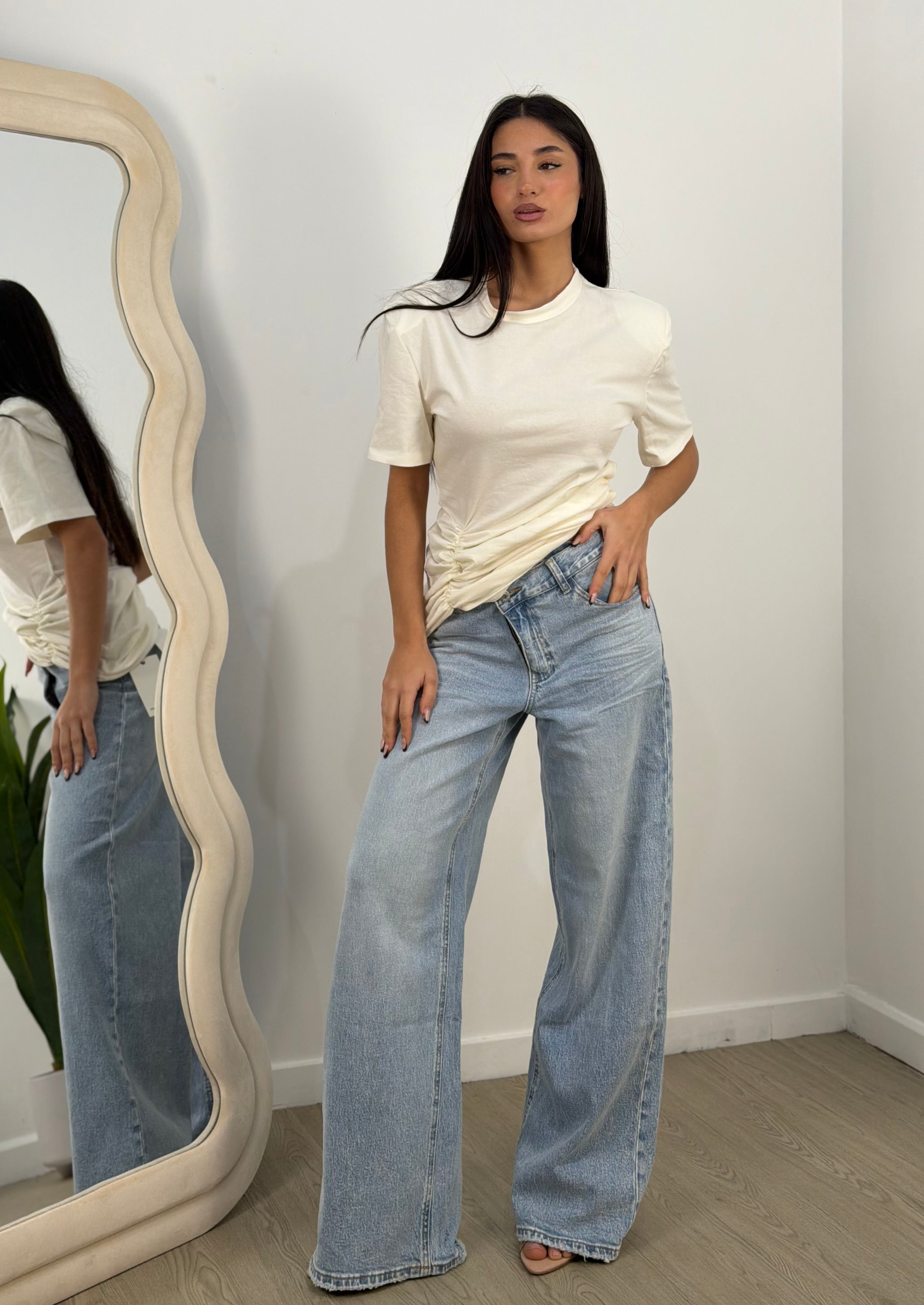 Maglia spalline drappeggio