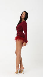 Culotte velluto piume