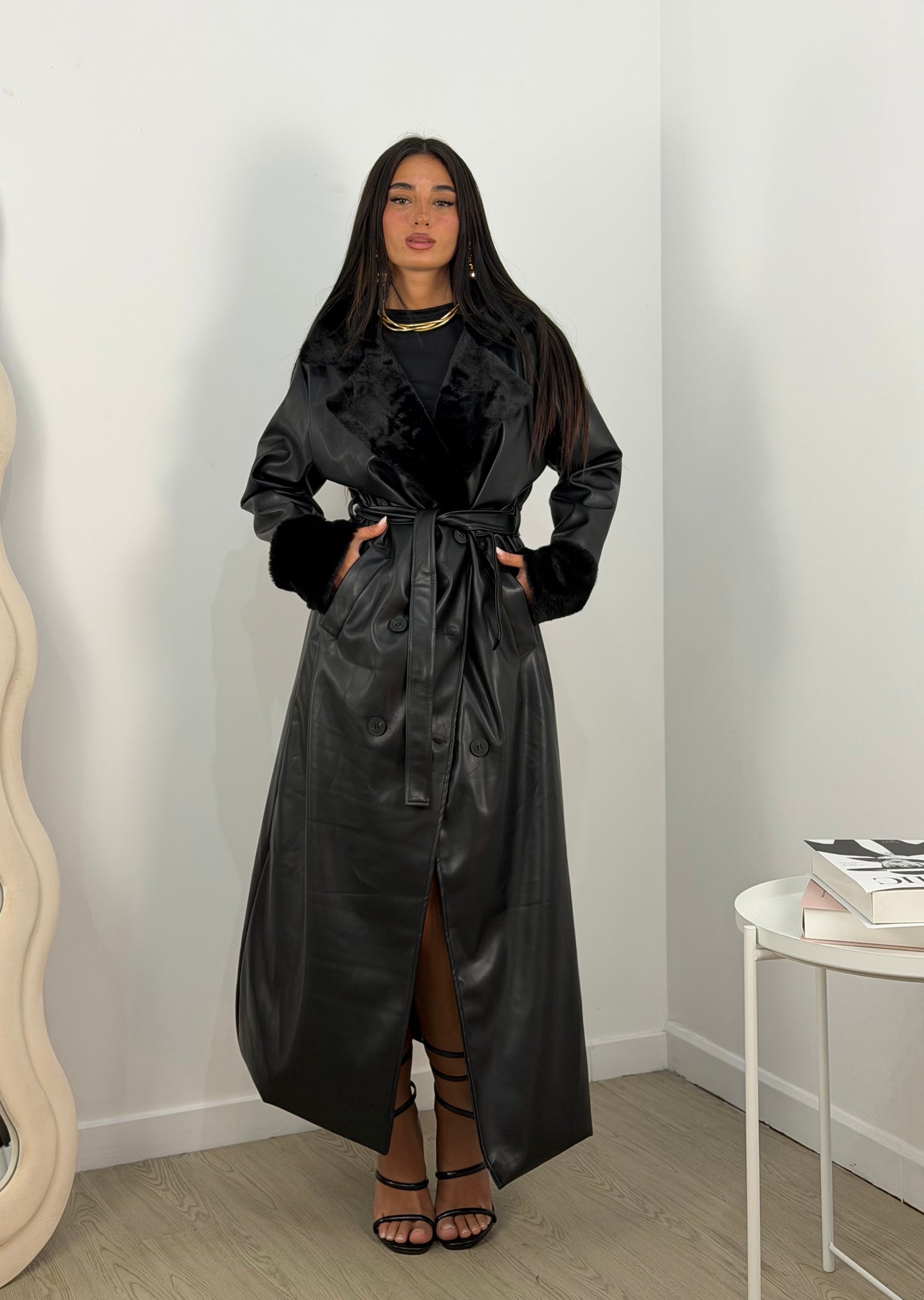 Cappotto eco con pelliccia