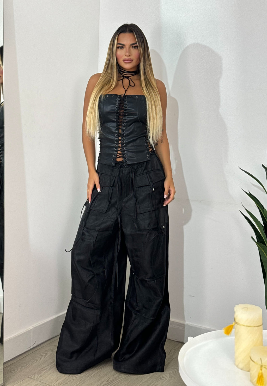 Corsetto ecopelle lacci