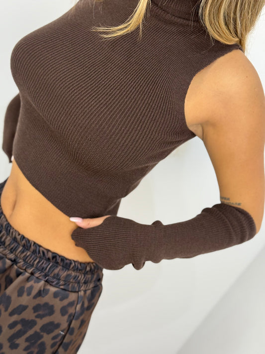 Maglia crop con guantoni