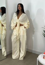 Camicia Lino con manica drappeggio