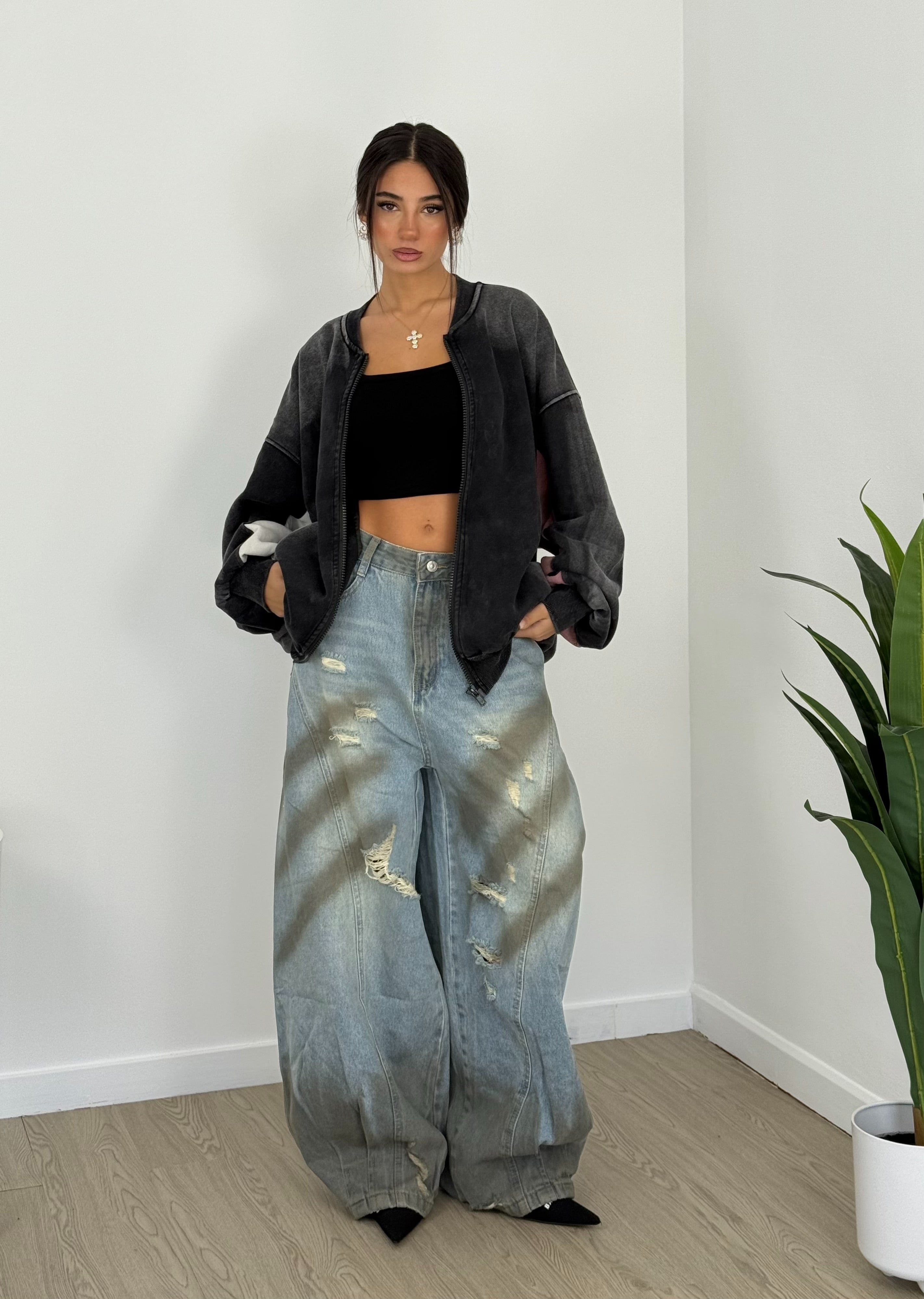 Jeans sfumè obliquo