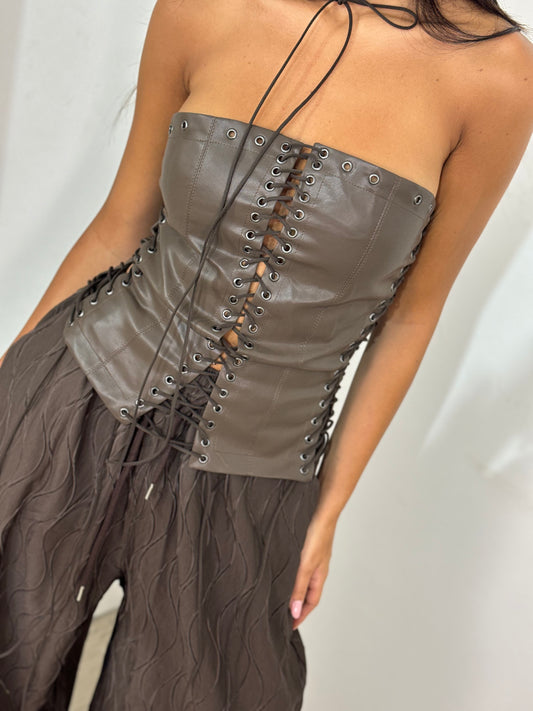 Corsetto ecopelle lacci