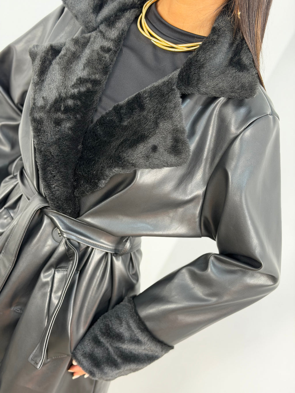 Cappotto eco con pelliccia