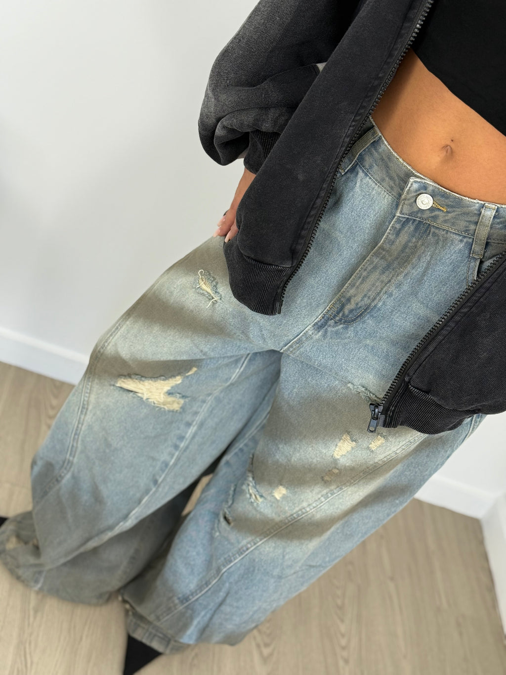 Jeans sfumè obliquo