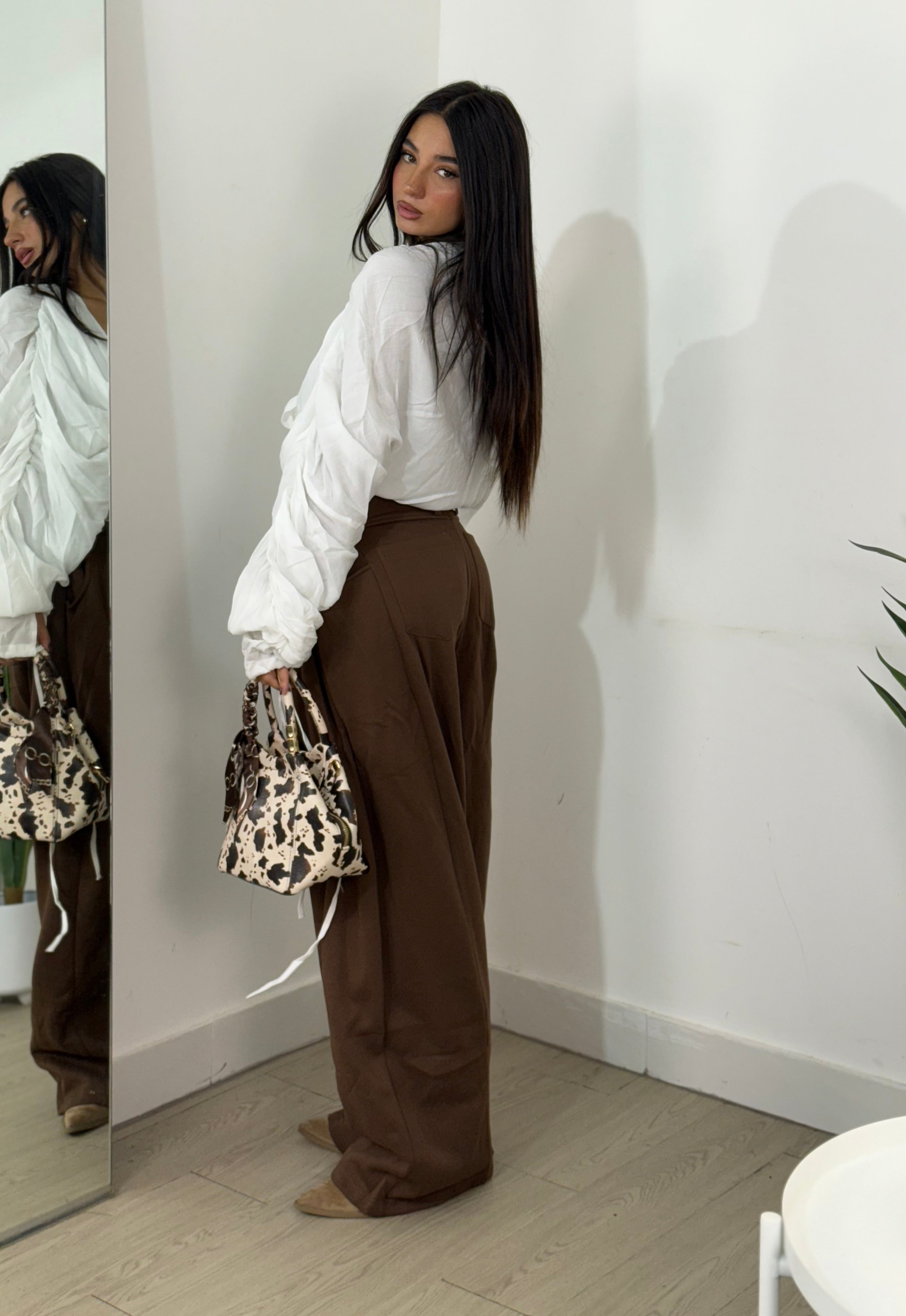 Camicia Lino con manica drappeggio