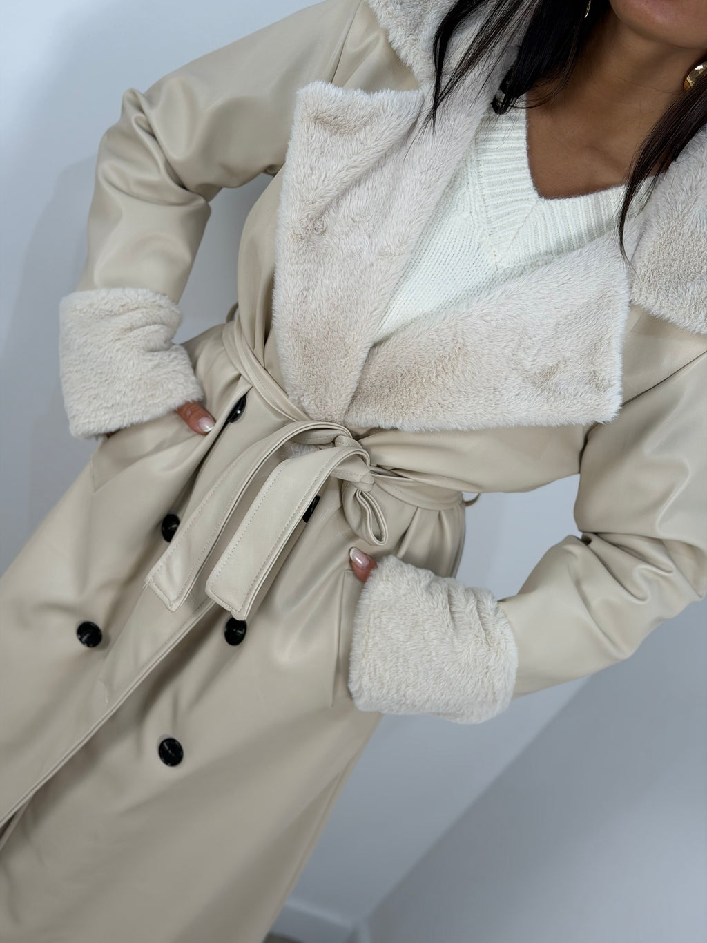 Cappotto eco con pelliccia