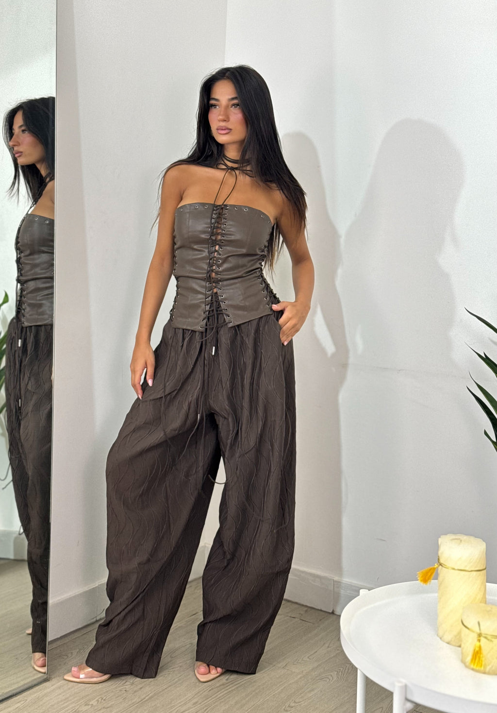 Corsetto ecopelle lacci